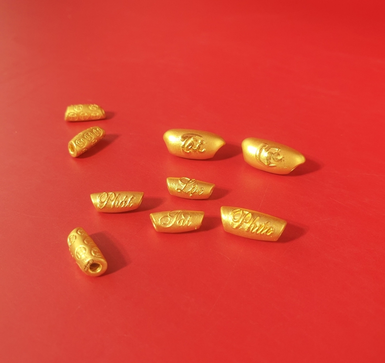 Charm Hạt Gạo Phát - Tài - Lộc 24k