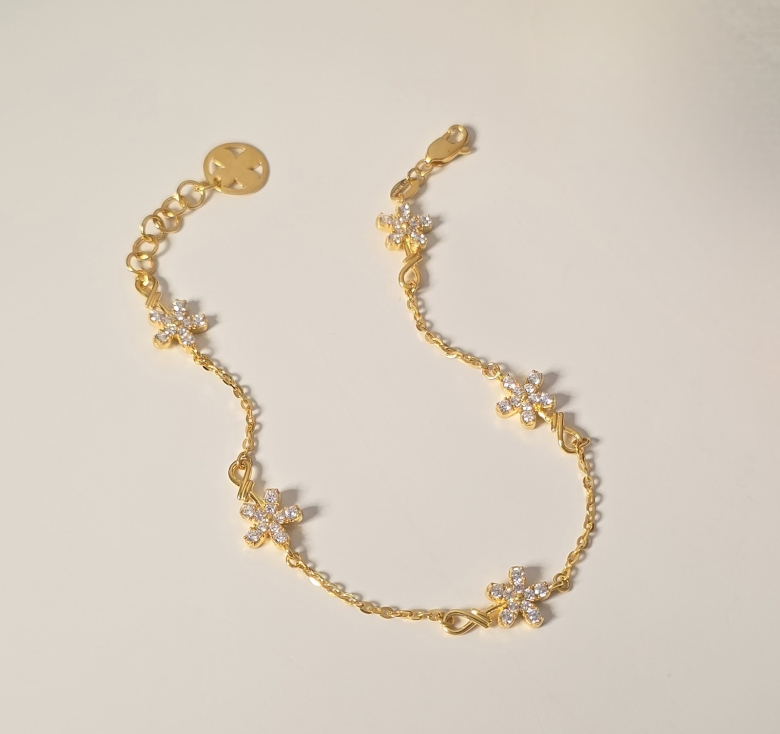 Lắc Chữ Công Khúc 5 Hoa KT 16K