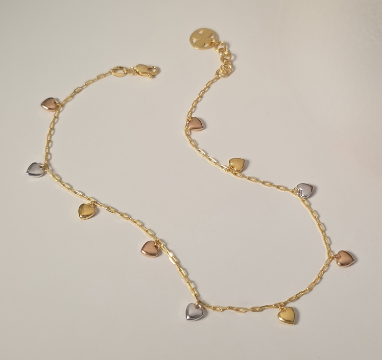 Lắc Chân Xích Tua Tim 3 Màu 16K