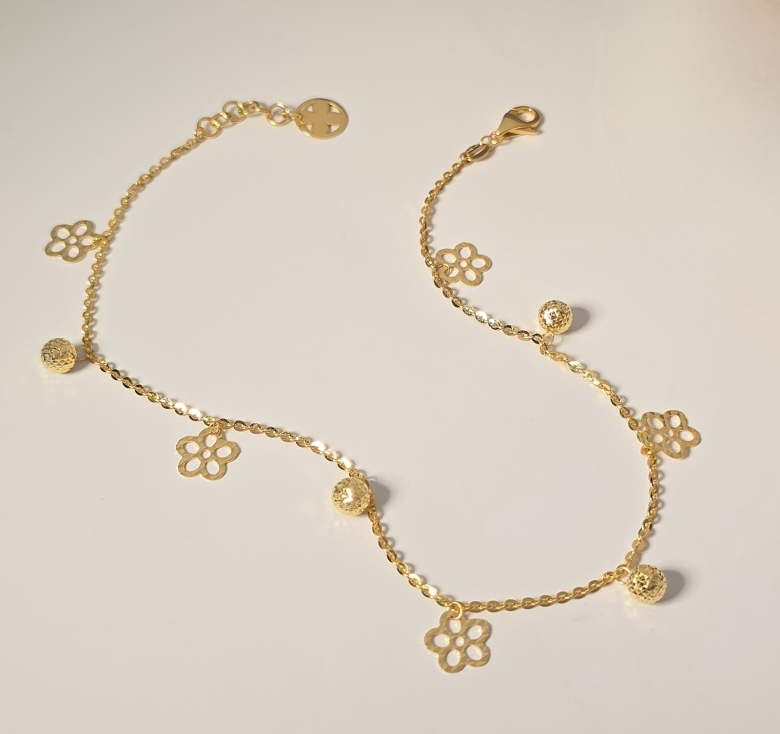 Lắc Chân Chữ Công Tua Bi Hoa 16K