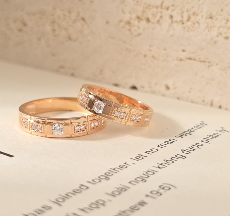 Nhẫn 1h Khúc Cn Tấm Đôi Hồng Italy 