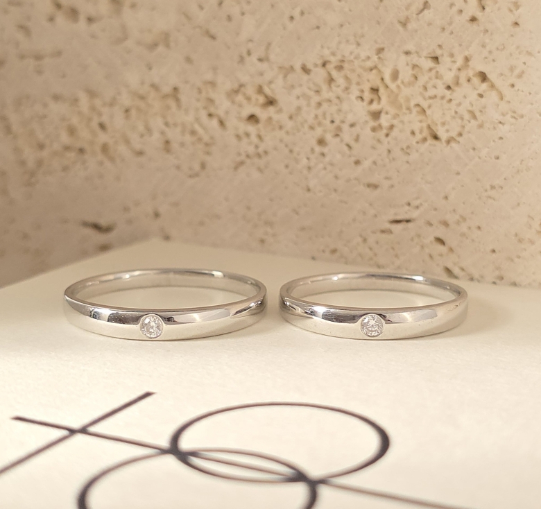 Nhẫn Trơn 1 Hột Trắng Italy