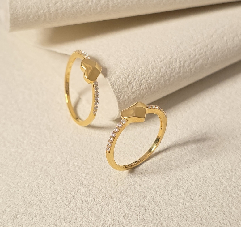 Nhẫn Tim Giác Trơn 16K