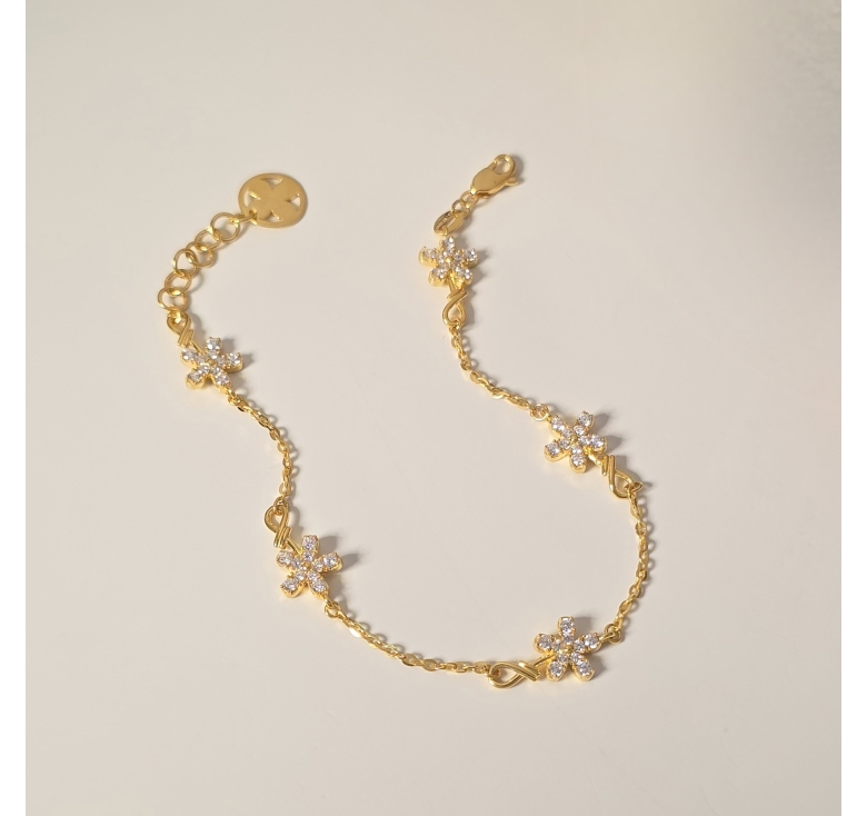 Lắc Chữ Công Khúc 5 Hoa KT 16K