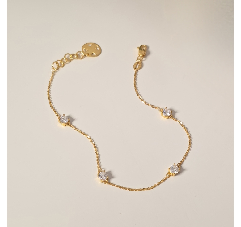 Lắc Chữ Công Khúc Hột Trắng 16K