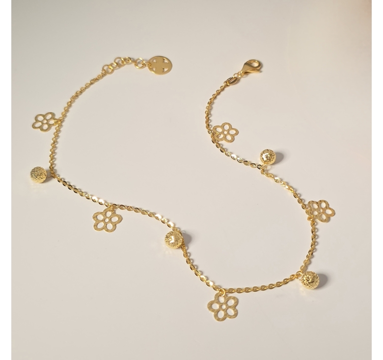 Lắc Chân Chữ Công Tua Bi Hoa 16K