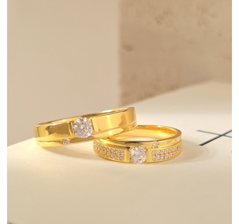 Nhẫn Nam 1 Hột - Nhẫn Nữ Đai Kết Tấm 16K