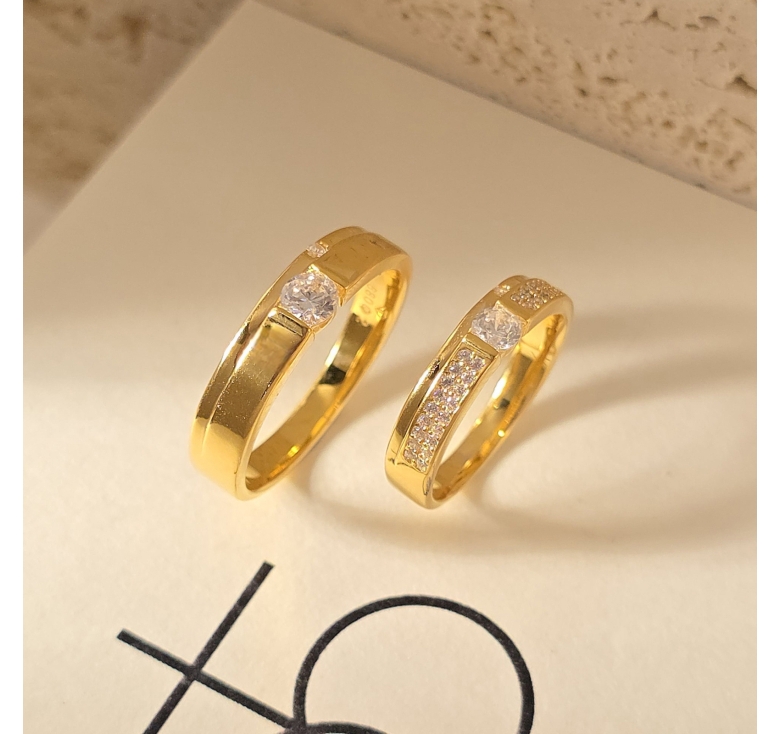 Nhẫn Nam 1 Hột - Nhẫn Nữ Đai Kết Tấm 16K