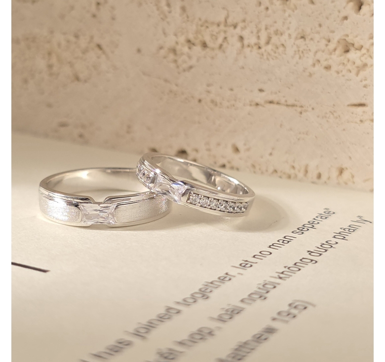 Nhẫn Hột Cn Đai Cát + Nhẫn Hột Cn Đai Tấm Italy