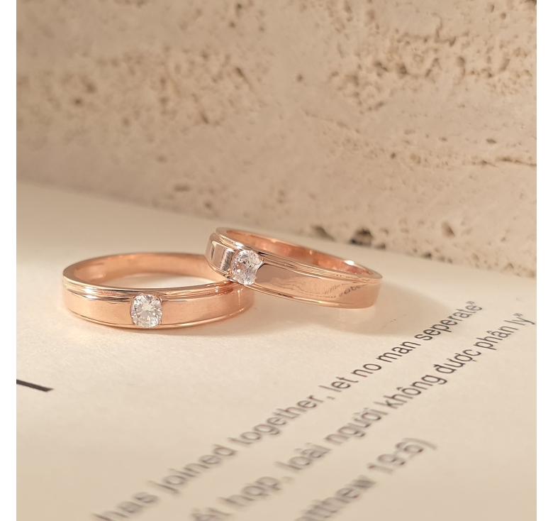 Nhẫn 1h Đai Trơn Hồng Italy 