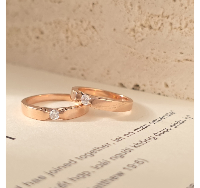 Nhẫn 1h Trắng Đai Trơn Hồng Italy