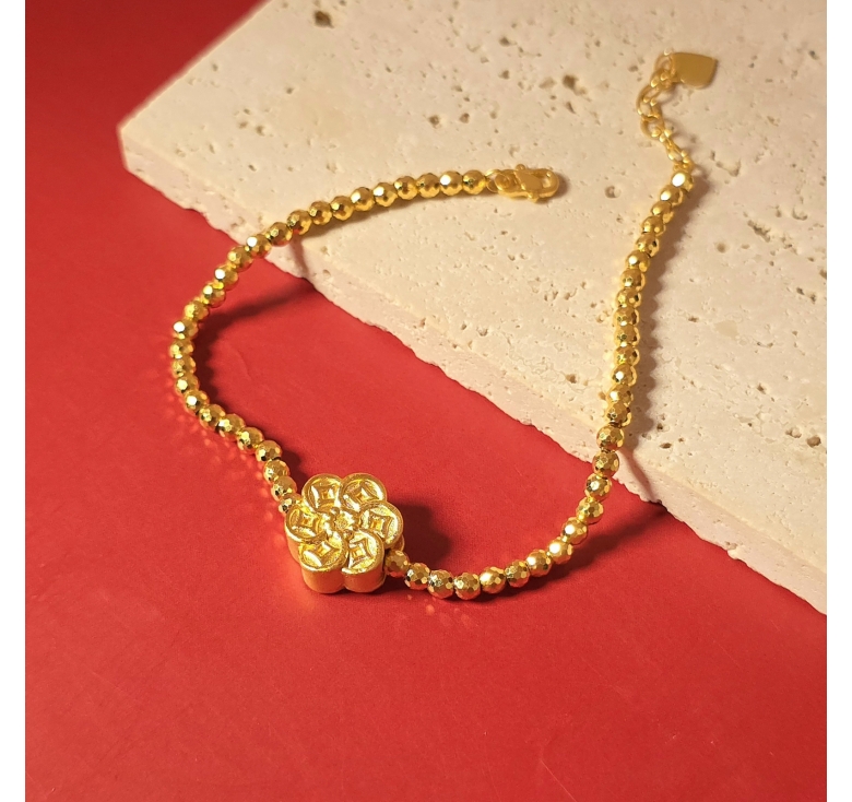 Lắc Bi MM Hoa Kim Tiền 24K