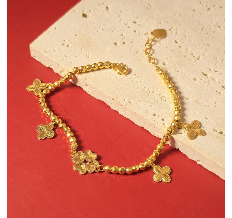 Lắc Bi Cỏ 4 Lá 4 Tua MM 24K