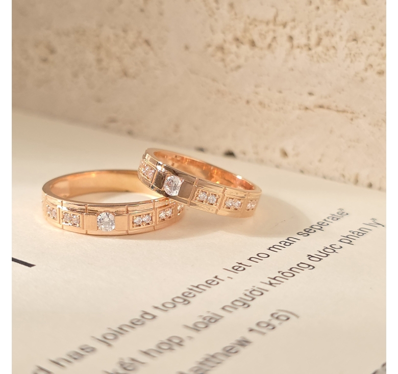Nhẫn 1h Khúc Cn Tấm Đôi Hồng Italy 