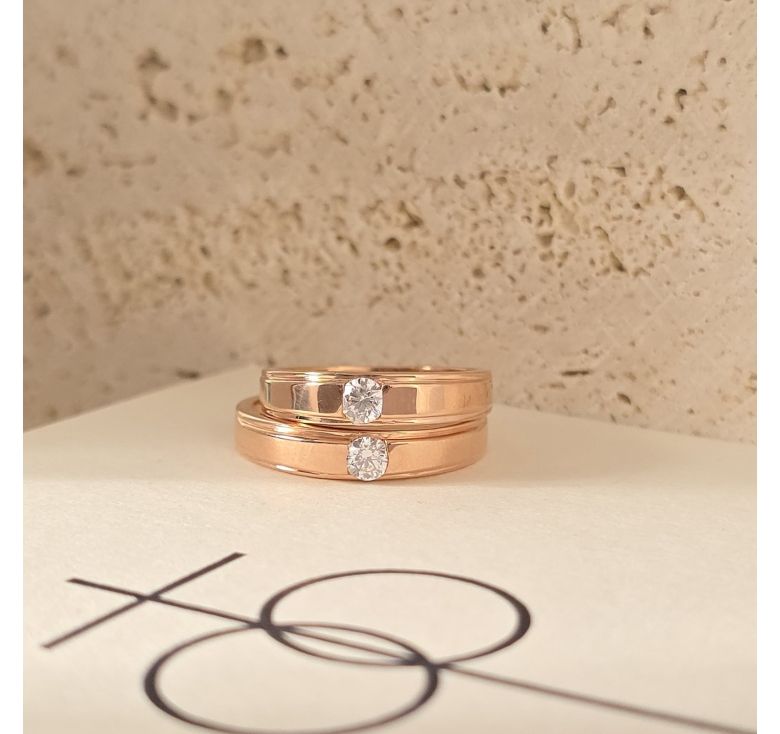 Nhẫn 1h Đai Trơn Hồng Italy 