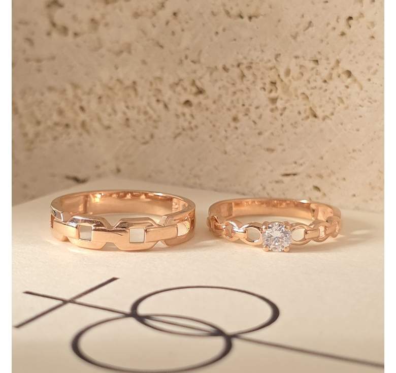 Nhẫn Xích Hồng Trơn + Nhẫn 1h Xích Hồng Italy 