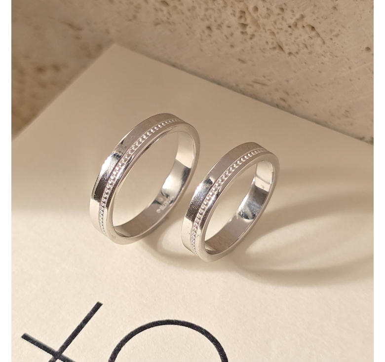 Nhẫn Bản Trơn 1 Hàng Bi Italy