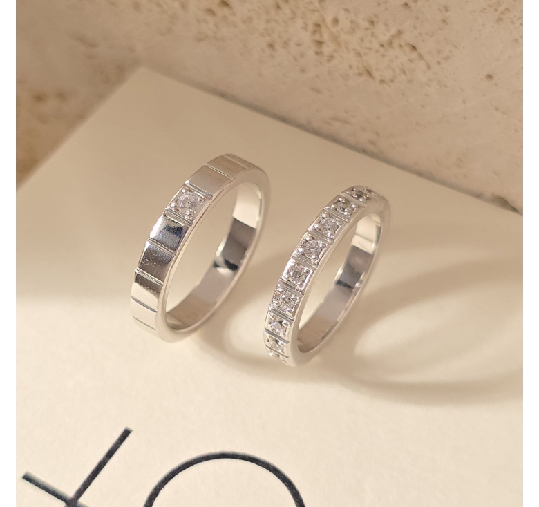 Nhẫn 1h Khúc Vuông Trơn + Nhẫn Khúc Vuông Ktấm Italy