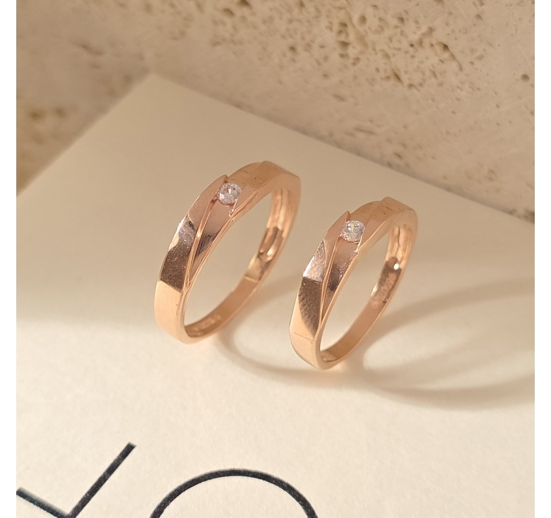 Nhẫn 1h Xéo Hõm Trơn Hồng Italy 