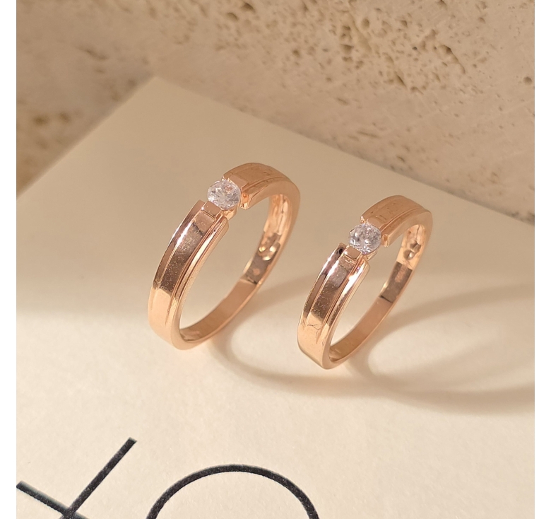 Nhẫn 1h Trắng Sọc Nổi Trơn Hồng  Italy 