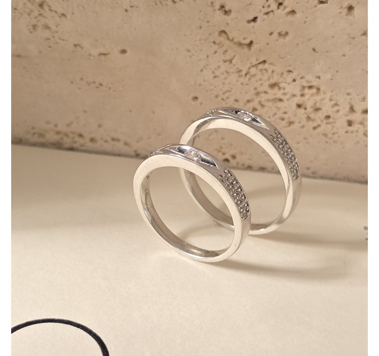 Nhẫn 1h Trắng Thoi Trơn Đai Tấm Italy