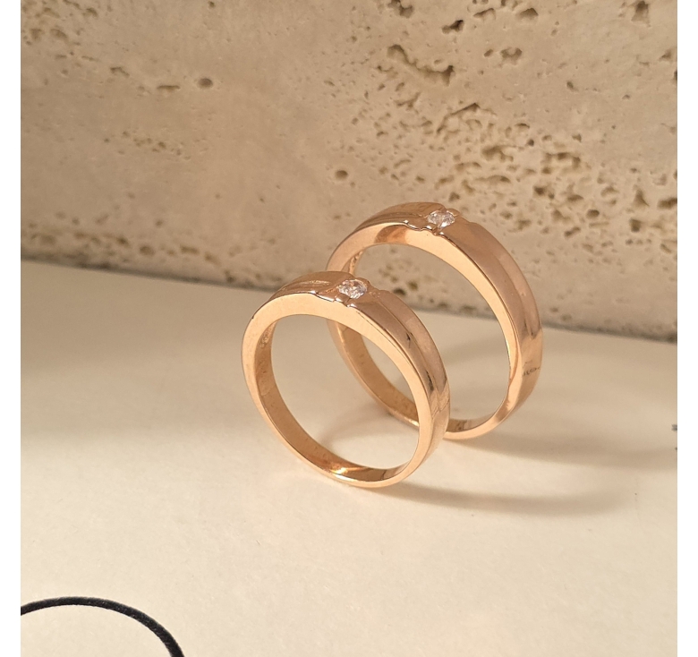 Nhẫn 1h Xéo Nổi Trơn Hồng Italy