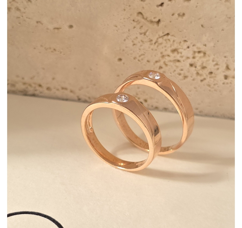 Nhẫn 1h Xéo Trơn Hồng Italy 