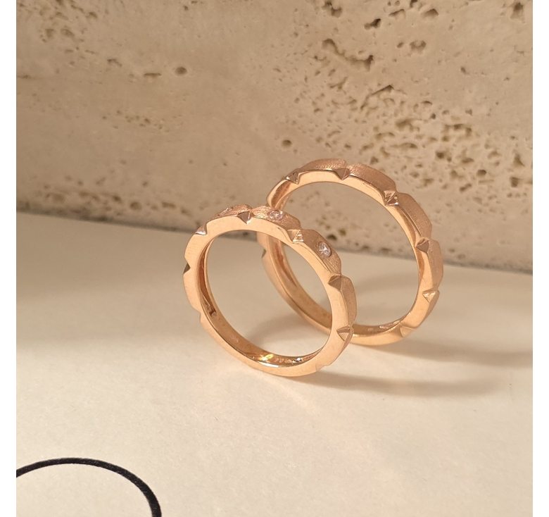 Nhẫn Khúc Cát Hồng + Nhẫn Khúc Cát Hồng 3H Tấm Italy 