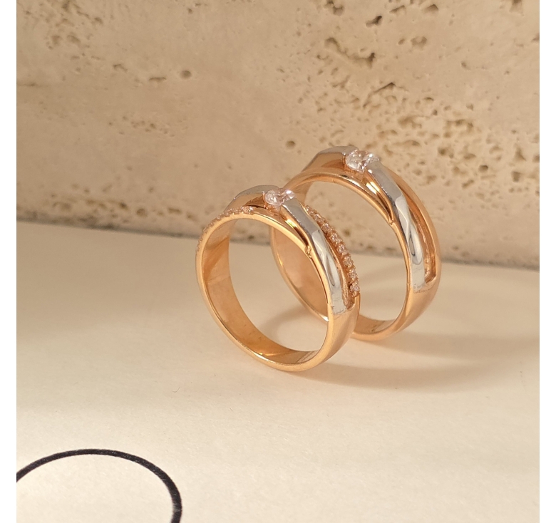 Nhẫn 1h Bản Hồng Chéo Nổi Trắng Italy