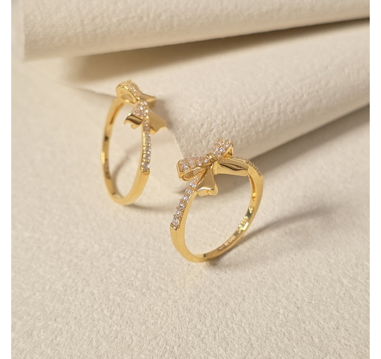 Nhẫn Nơ Kết Tấm Trơn 16K