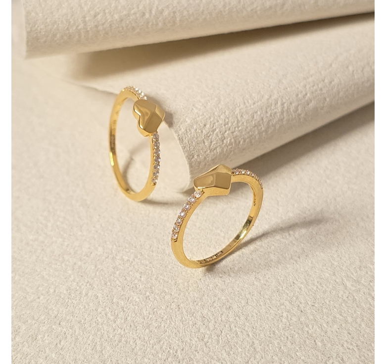 Nhẫn Tim Giác Trơn 16K