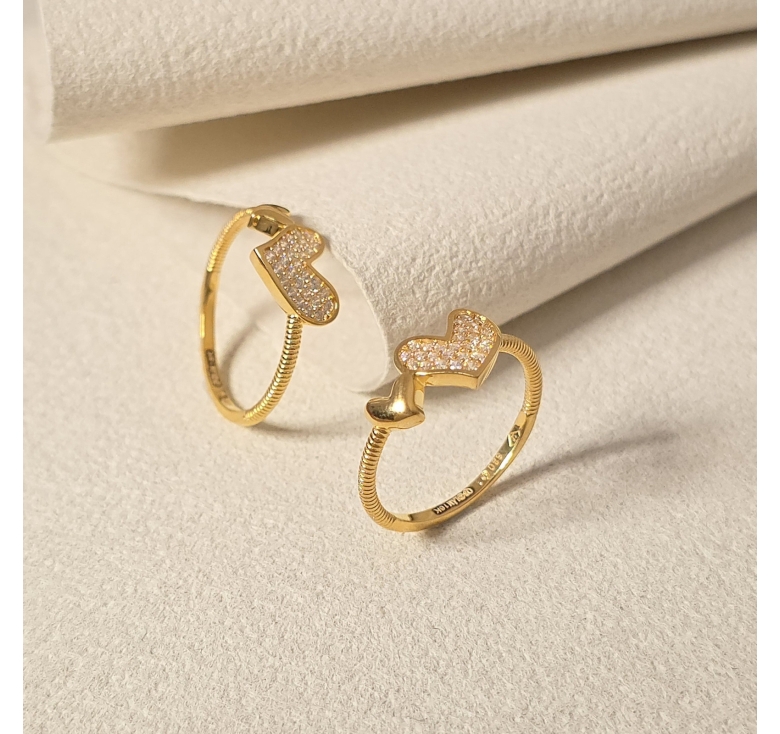 Nhẫn Tim Đôi Kết Tấm Trơn 16K