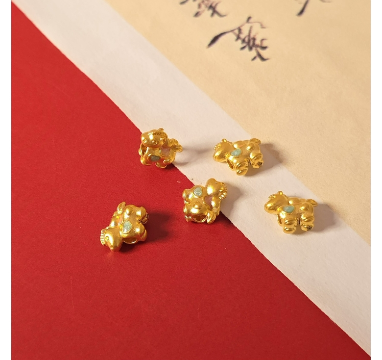 Charm Ngựa Pony Tim Xanh 24K