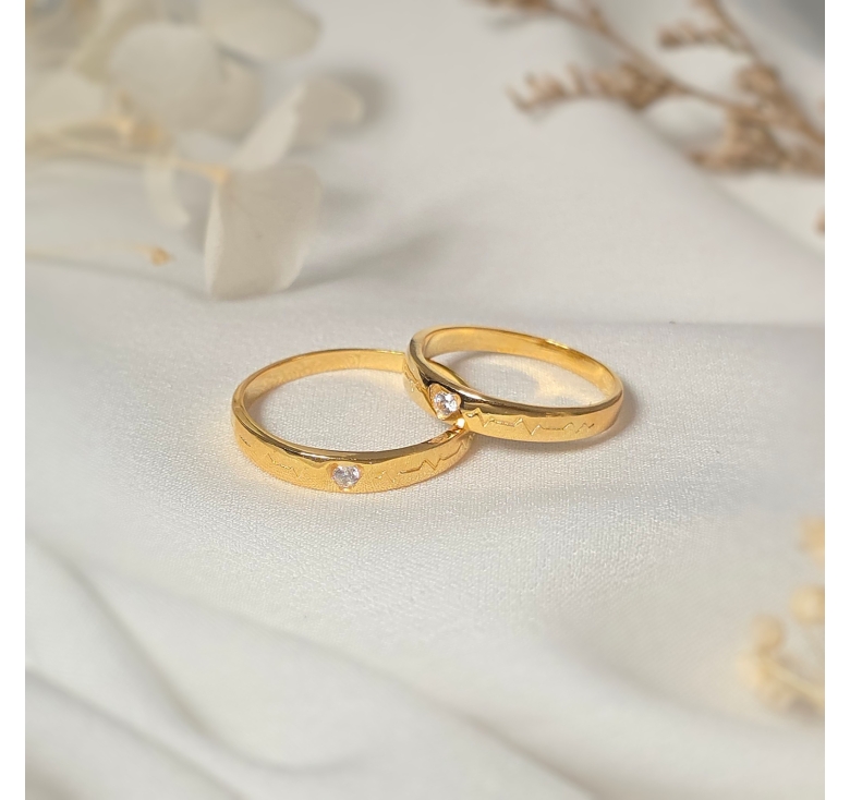 Nhẫn 1 Hột Nhịp Tim 16K